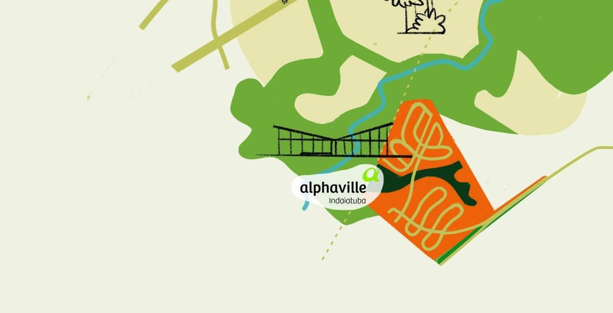 Mapa ilustrado da localização do Alphaville Indaiatuba
