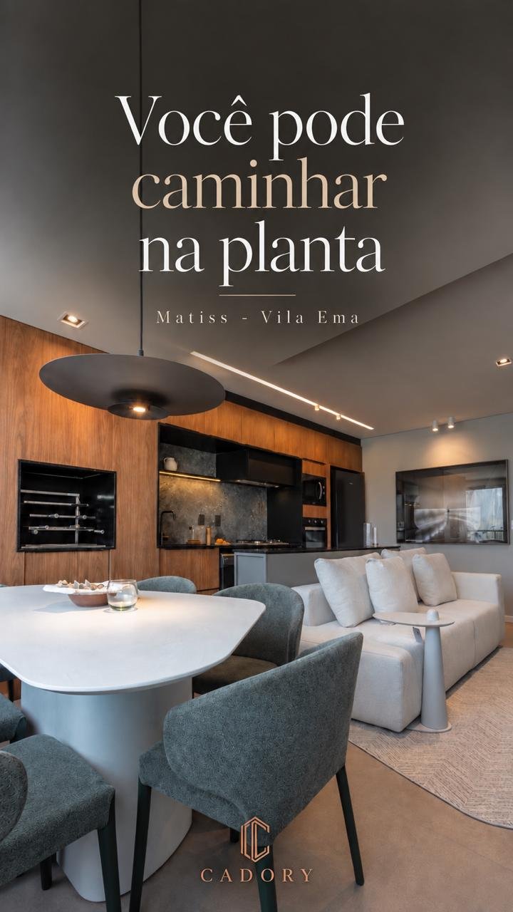 Sala e cozinha integradas do apartamento decorado